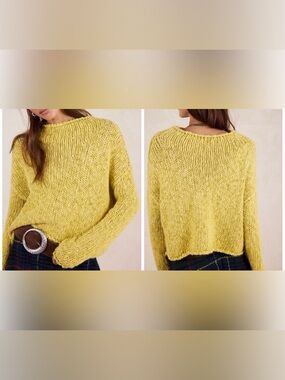 NWOT Free People Opal Rollneck Knit Sweater - Mango mint yellow - Small